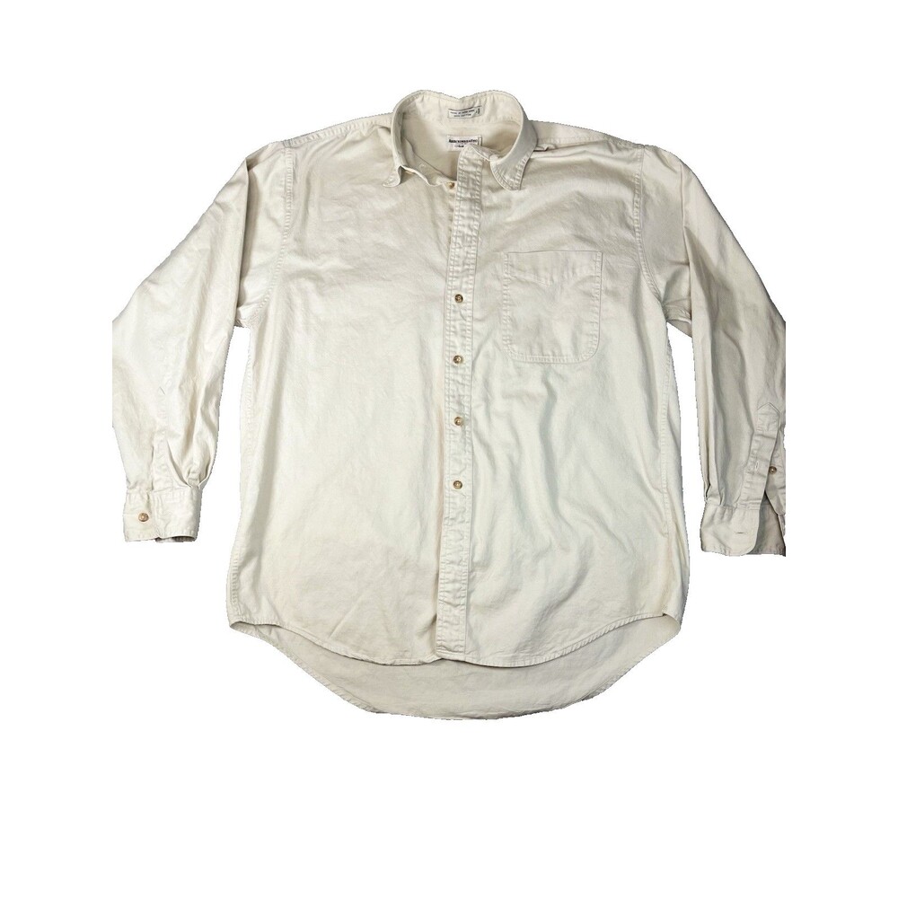 Vintage Abercrombie & Fitch Muscles Shirt Mens Medium Beige Button Down 90s Y2K